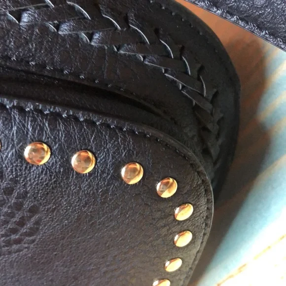 Black Leather Crossbody with Front Tassel - Picture 14 of 15